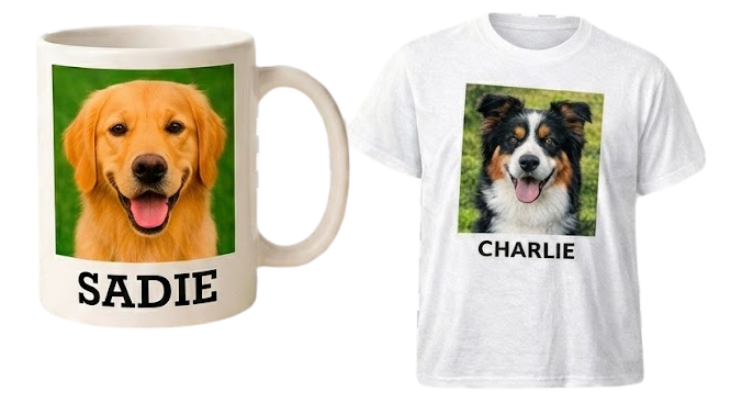 Example of personalized mug and t‑shirt